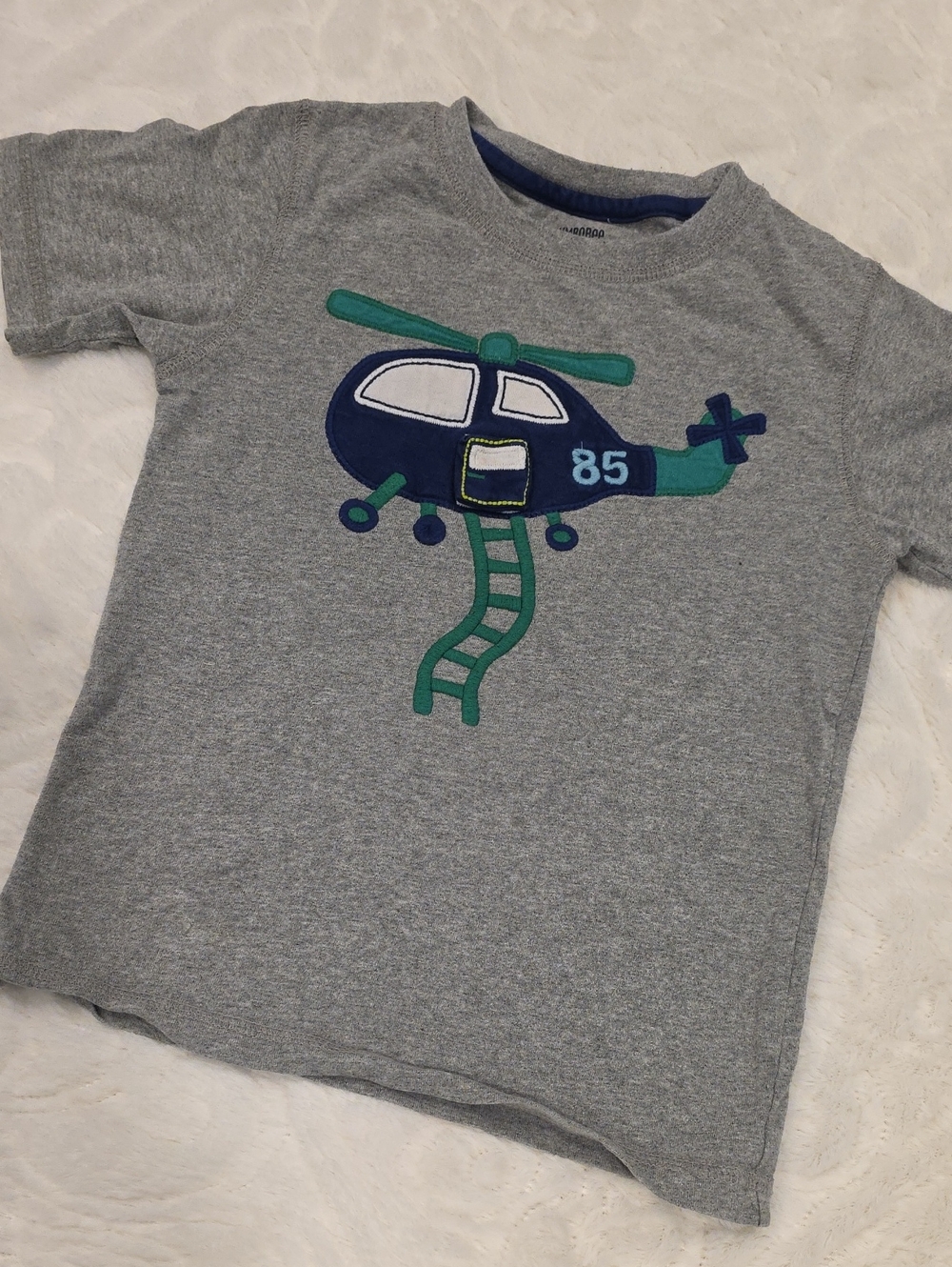 Gymboree Grey Tee with Navy & Teal Helicopter